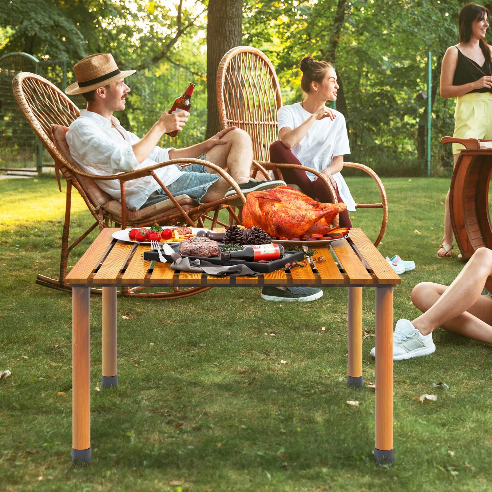 Giantex Portable Camping Table, Folding Picnic Table with Carrying Bag & Roll-up Tabletop