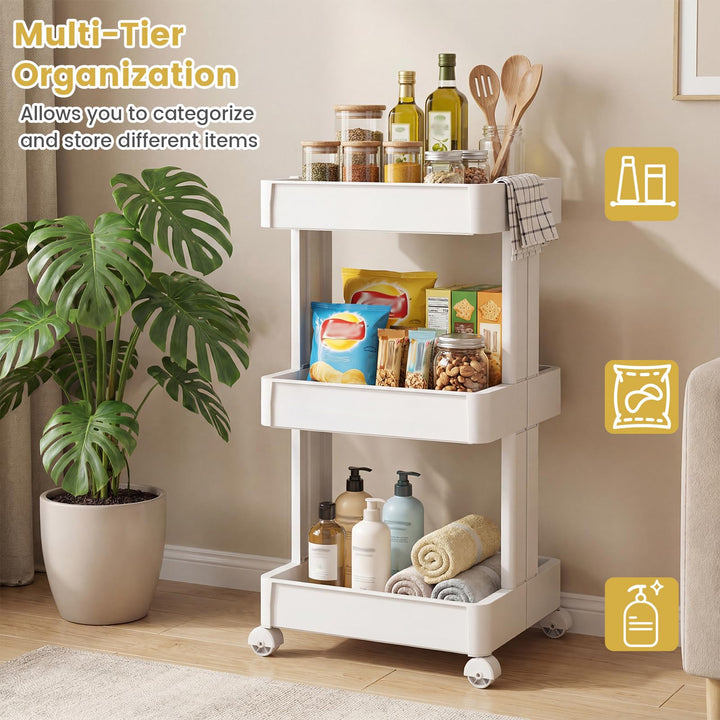 Giantex 3-Tier Rolling Storage Cart w/Shelving Unit for Kitchen