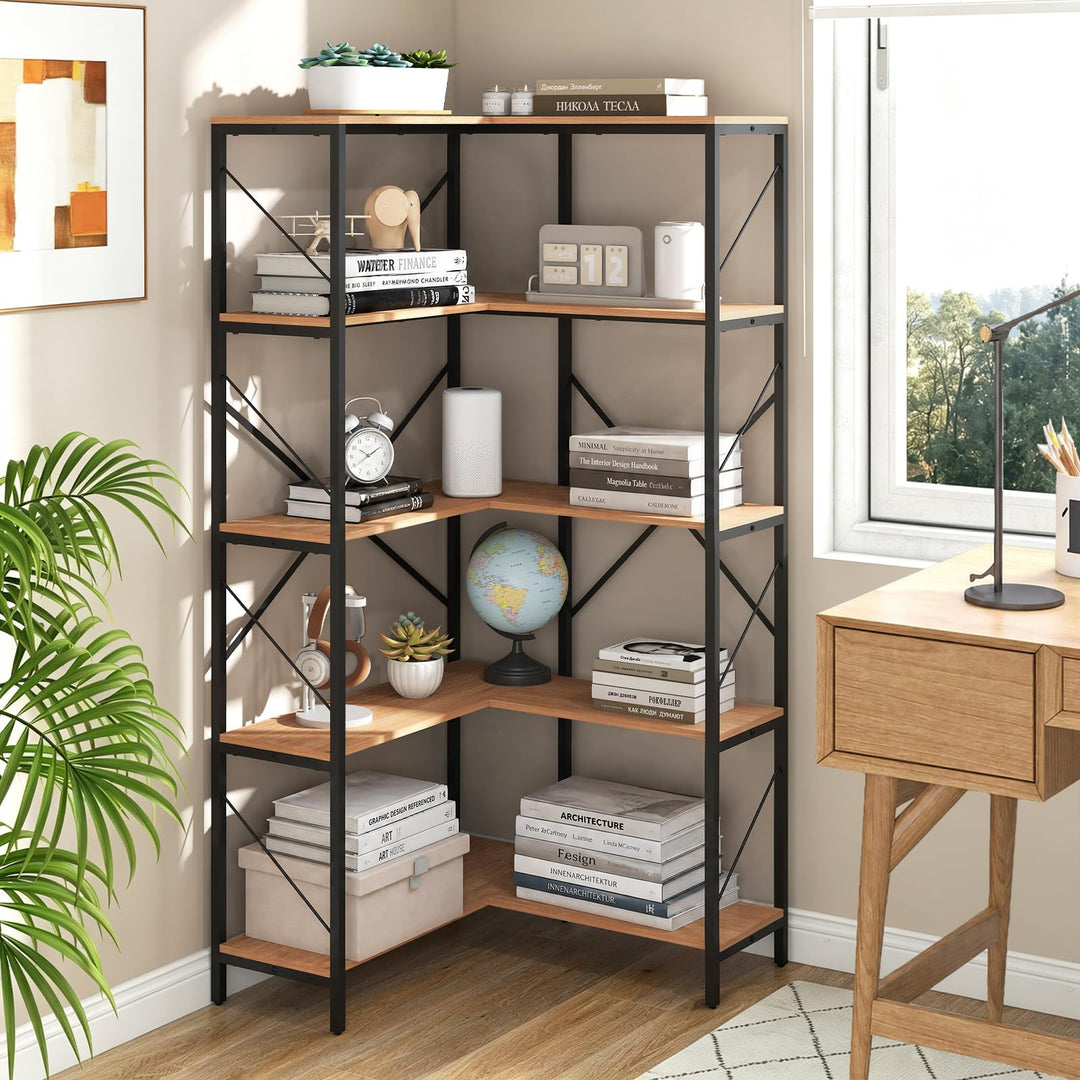 GIANTEX 5-Tier Corner Bookshelf for Living Room