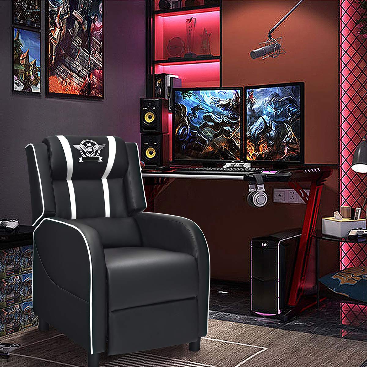 Gaming Recliner Chair, Racing Style Single Recliner Sofa - Giantex