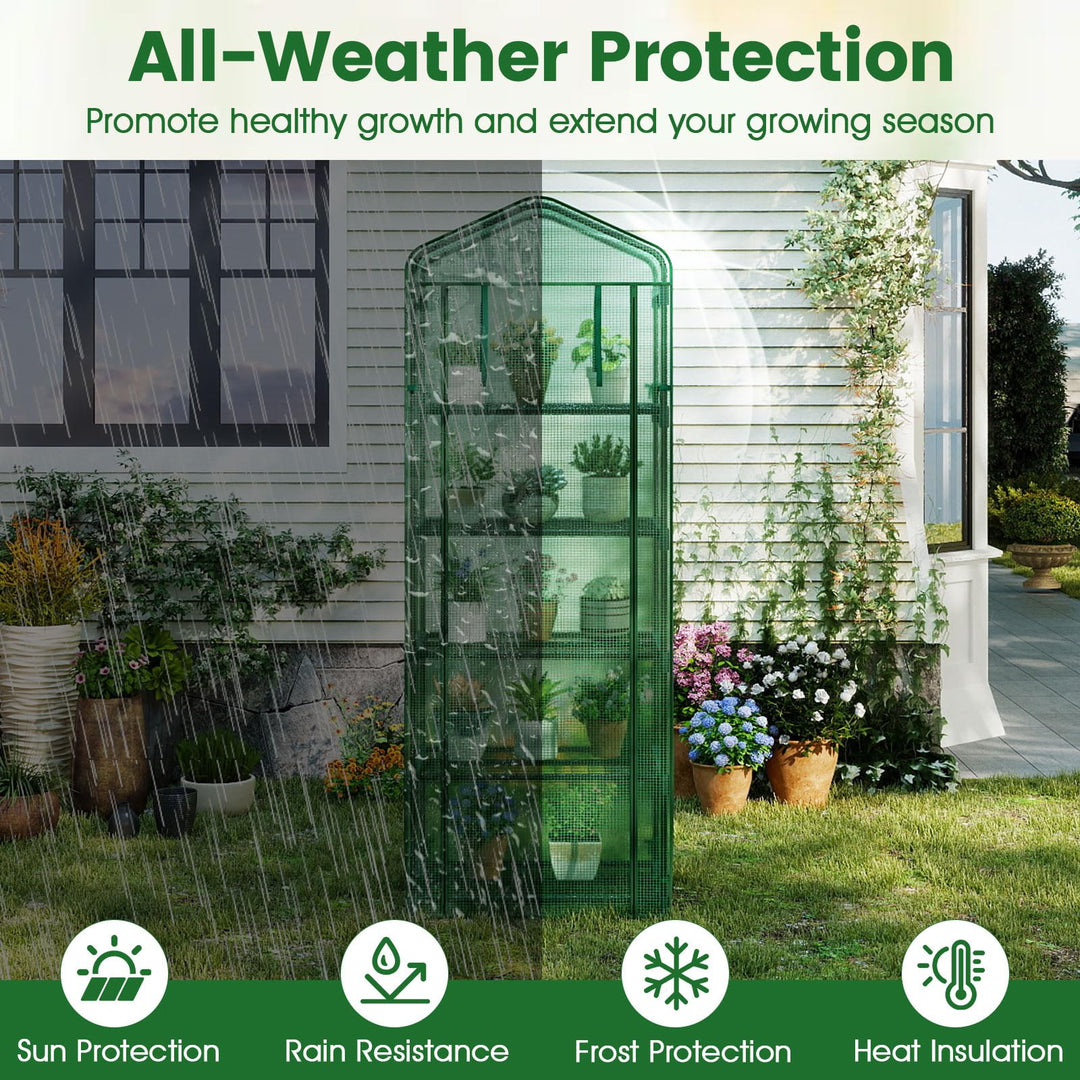 Giantex Mini Greenhouse Portable Plant Grow House with 5 Tier Shelves