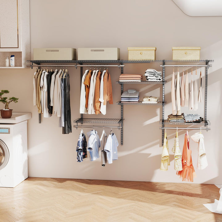 Giantex Closet Organizer System Wall-mounted Custom Closet Kit w/Adjustable Storage Shelves