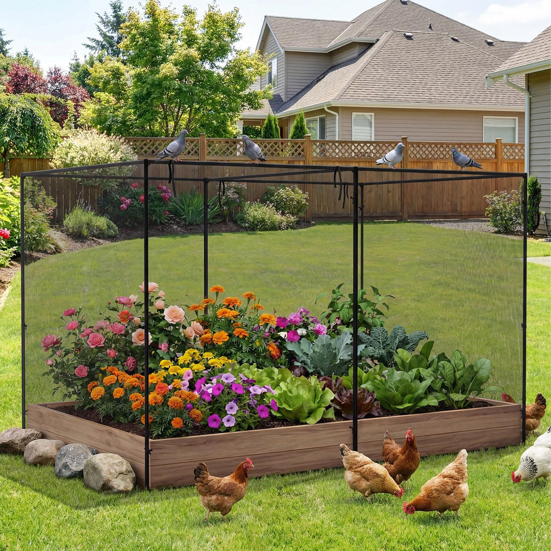 Giantex Garden Crop Cage | 10 x 6.5 x 6.5 ft Plant Netting Cover w/Zipper Doors