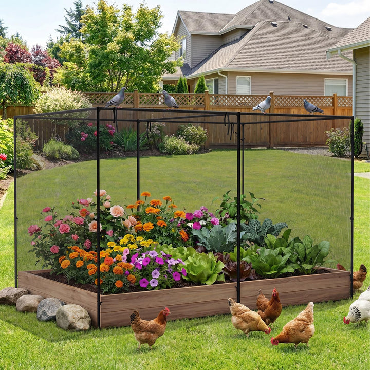 Giantex Garden Crop Cage | 10 x 6.5 x 6.5 ft Plant Netting Cover w/Zipper Doors