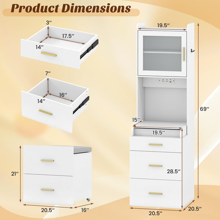 CHARMAID 3-in-1 Vanity Desk with Flip Top Mirror