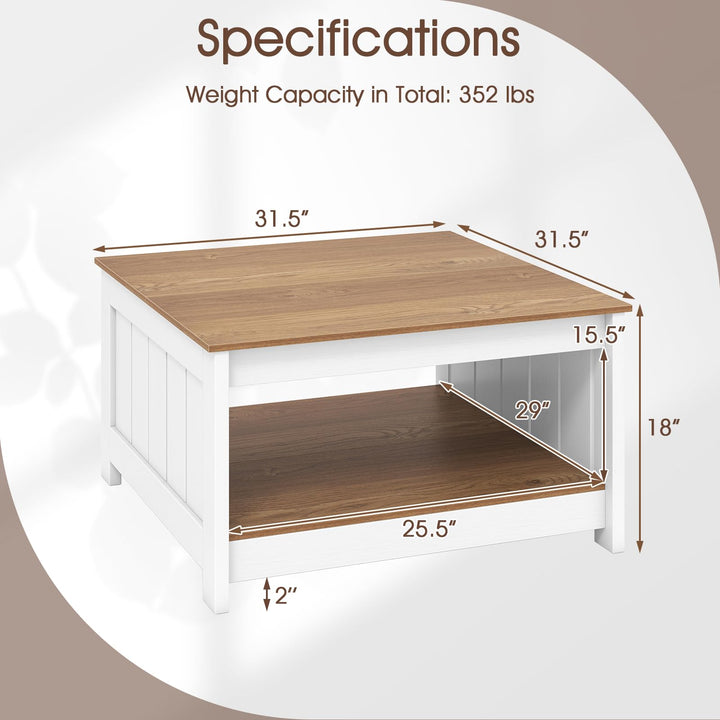 Giantex 2-Tier Square Center Table for Living Room with Fence Design