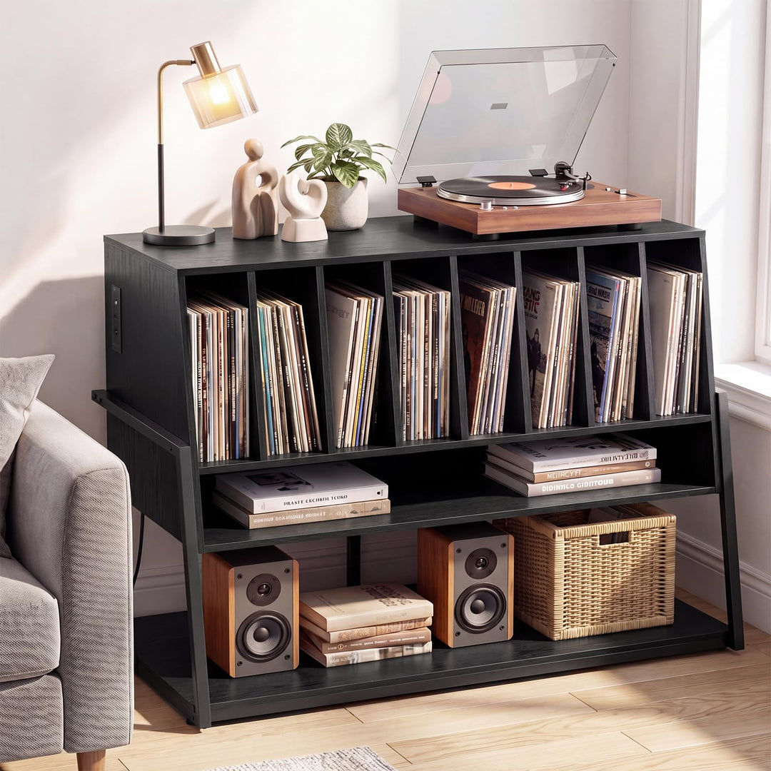 Giantex large Record Player Stand with Charging Station