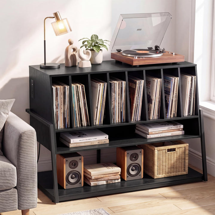 Giantex large Record Player Stand with Charging Station