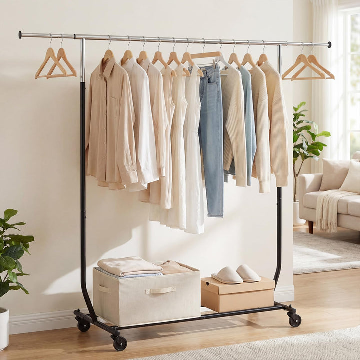 Giantex Extendable Heavy-Duty Rolling Clothing Rack for Hanging Clothes