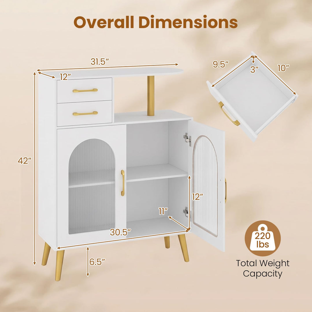 GIANTEX 2 Doors &amp; 2 Drawers Sideboard Buffet Cabinet with LED Lights