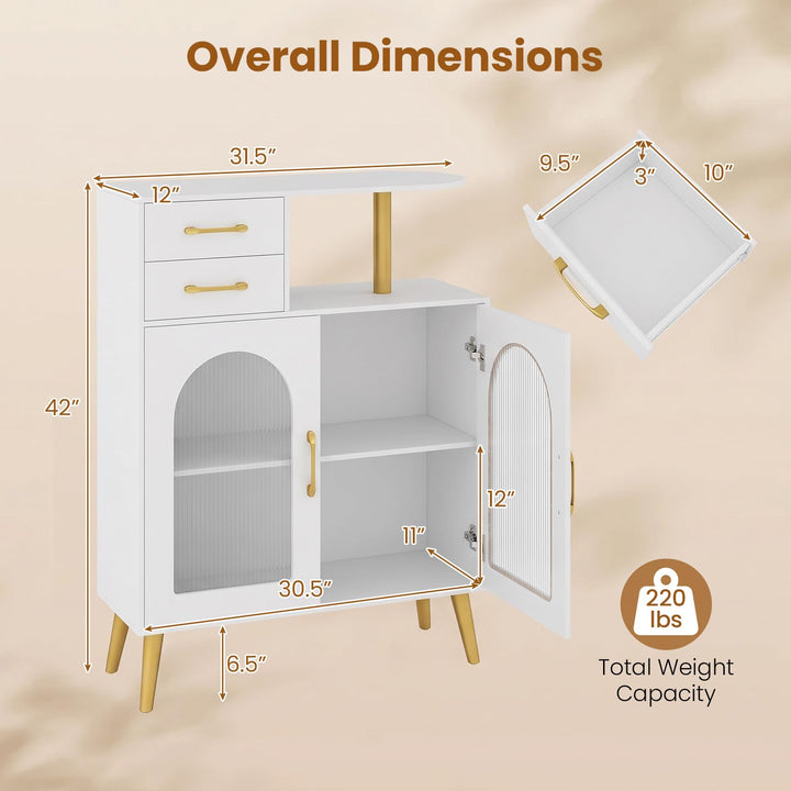 GIANTEX 2 Doors &amp; 2 Drawers Sideboard Buffet Cabinet with LED Lights