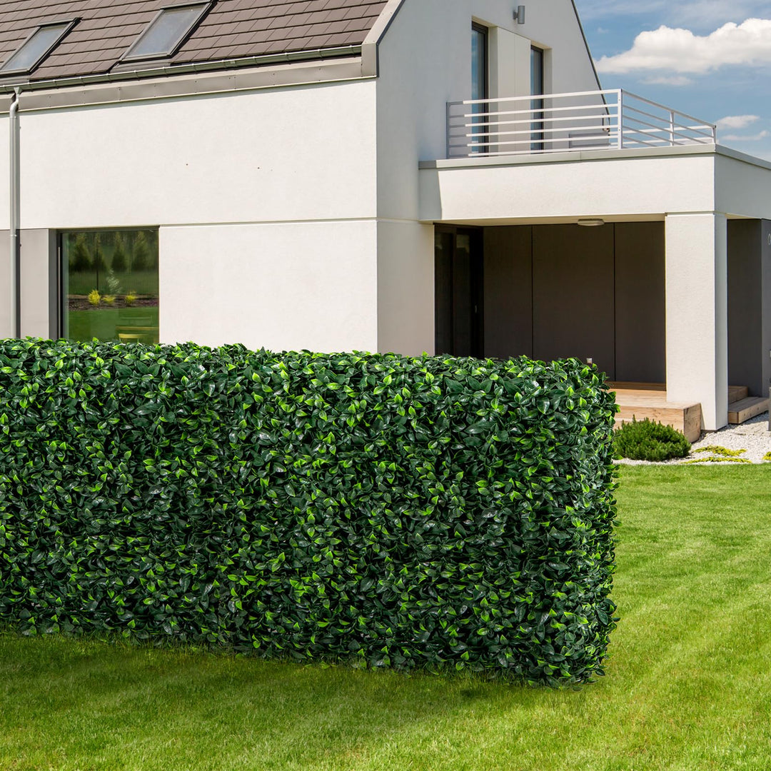 Giantex Artificial Boxwood Hedge Wall, Faux Grass Wall with PE Leaves and Aluminum Frame
