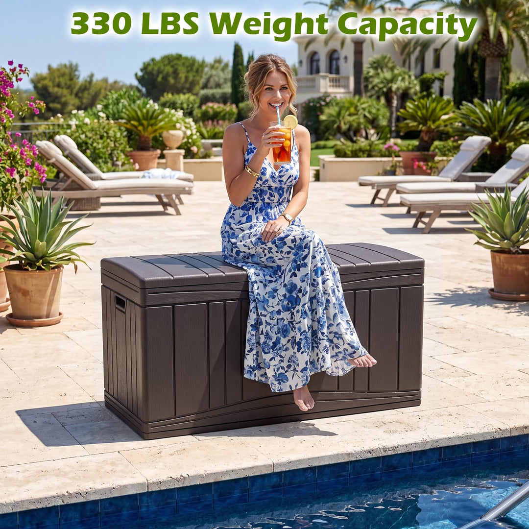 Giantex 80 Gallon Patio HDPE Storage Bin with Gas Struts &amp; Lock-Compatible Lid