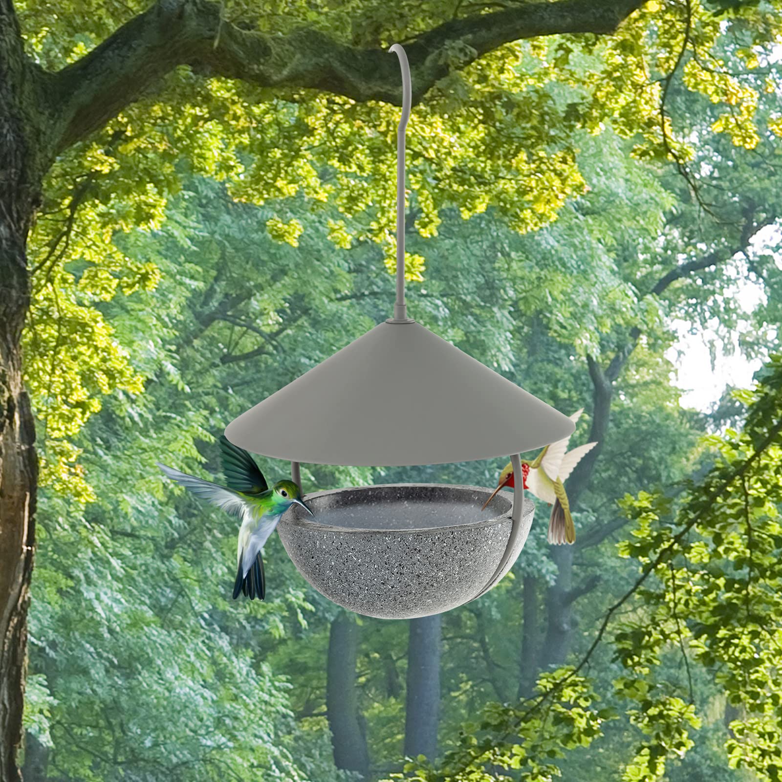 Giantex Bird Feeder, Hanging Wild Bird Feeder Bath with Removable Resin Feed Bowl and Waterproof Metal Roof