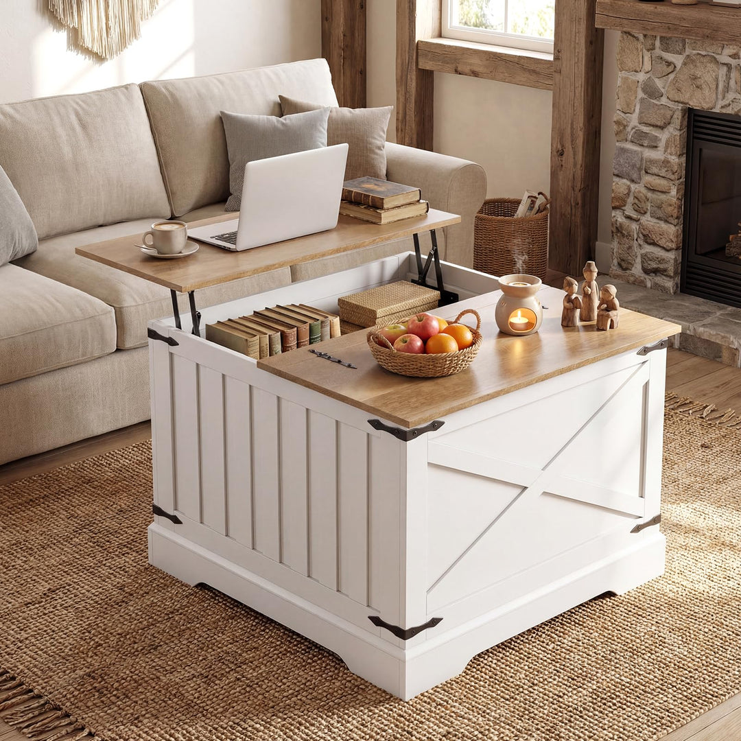 Giantex 31.5" Square Wood Center Table with Large Hidden Storage Compartment & Hinged Lift Top