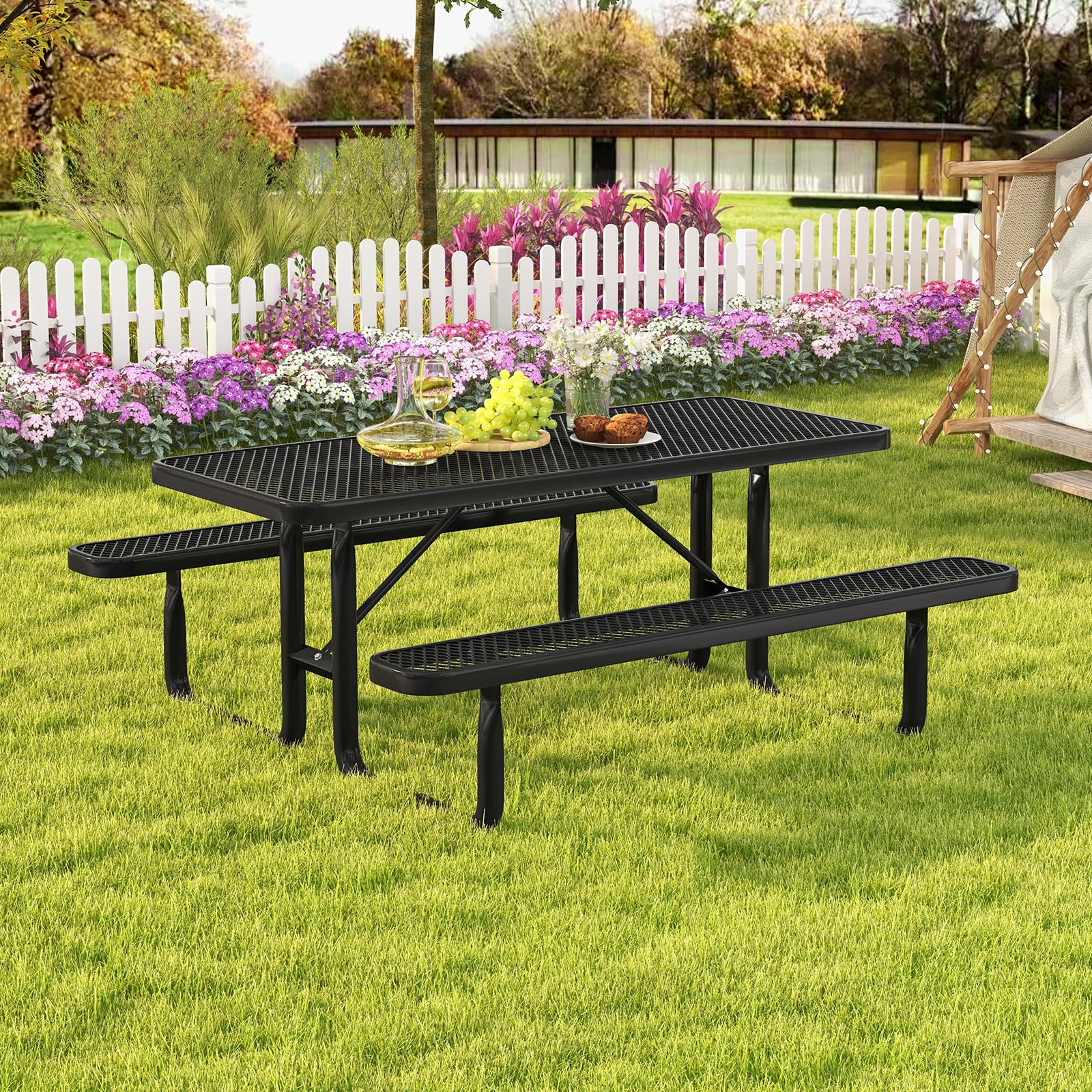 Giantex 72” Picnic Table, Large Outdoor Table & Bench Set for 8