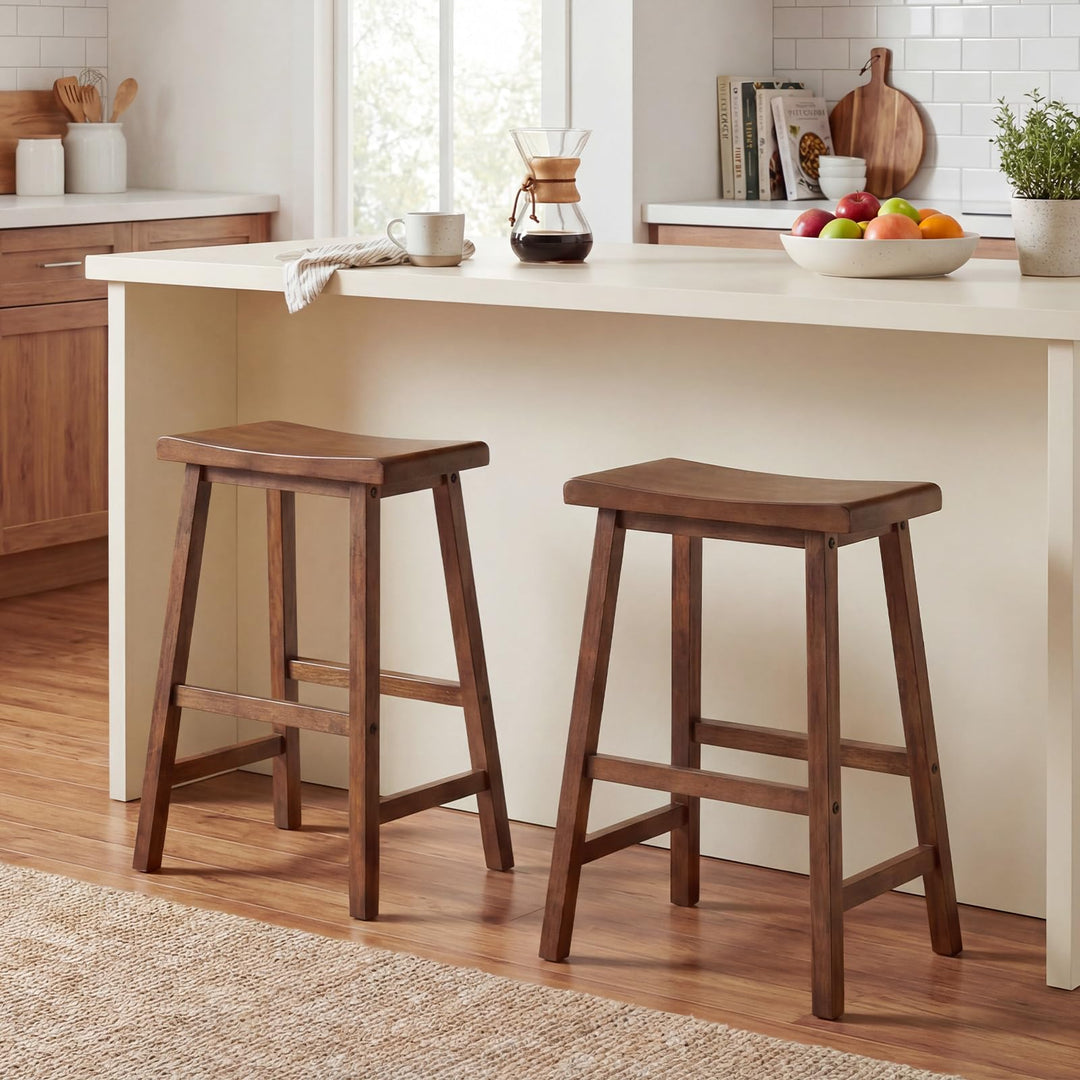 Giantex 24 Inch Counter Height Saddle Bar Stools with Footrest (2/4)