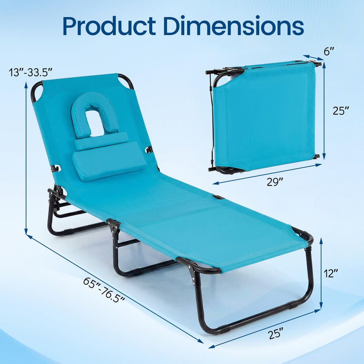 Giantex Folding Beach Tanning Chair Adjustable Face Down Patio Lounge Chair