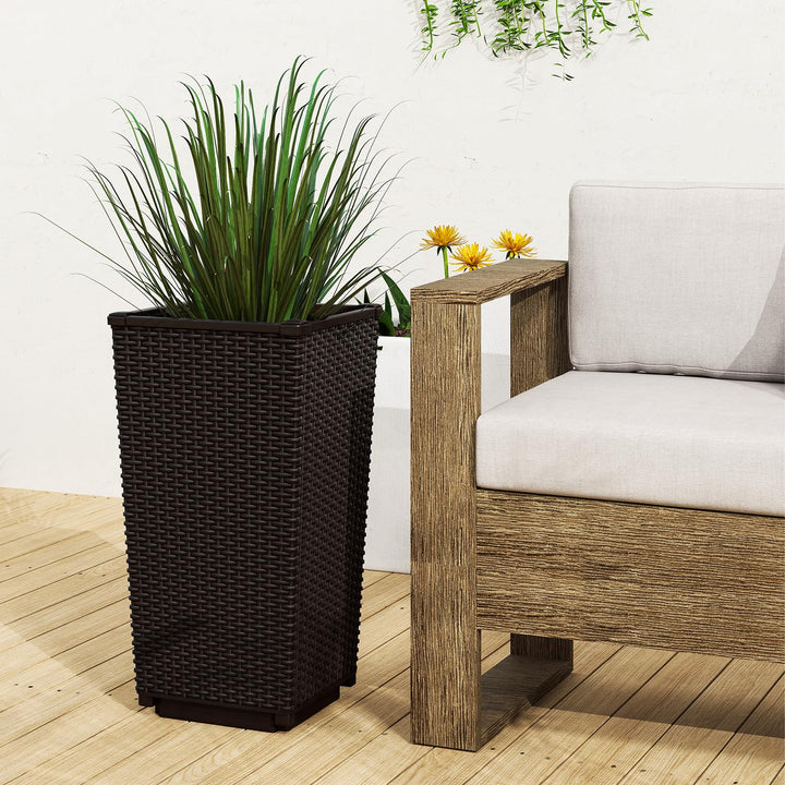 outdoor wicker pots for plants Giantex Set of 2 Outdoor Wicker Flower Pot, 23 Inch Tall Planters with – Giantexus