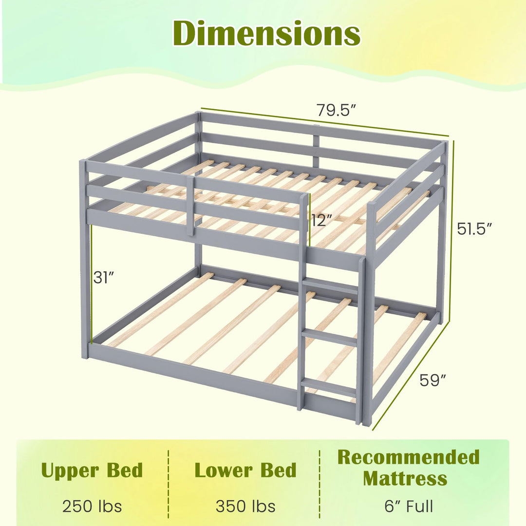 Giantex Full Over Full Bunk Bed Solid Wood Kids Bunk Bed with Full-Length Guardrails