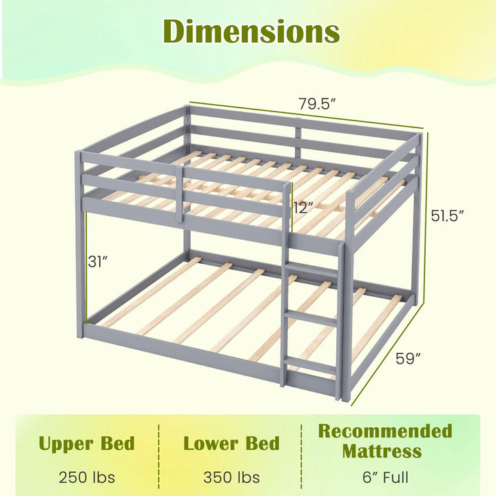 Giantex Full Over Full Bunk Bed Solid Wood Kids Bunk Bed with Full-Length Guardrails