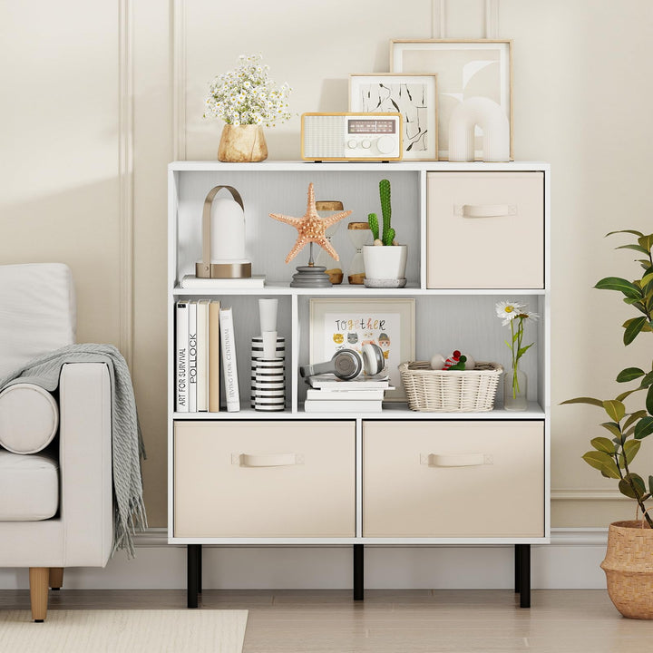 Giantex 6-Cube Bookshelf 3-Tier White Bookcase