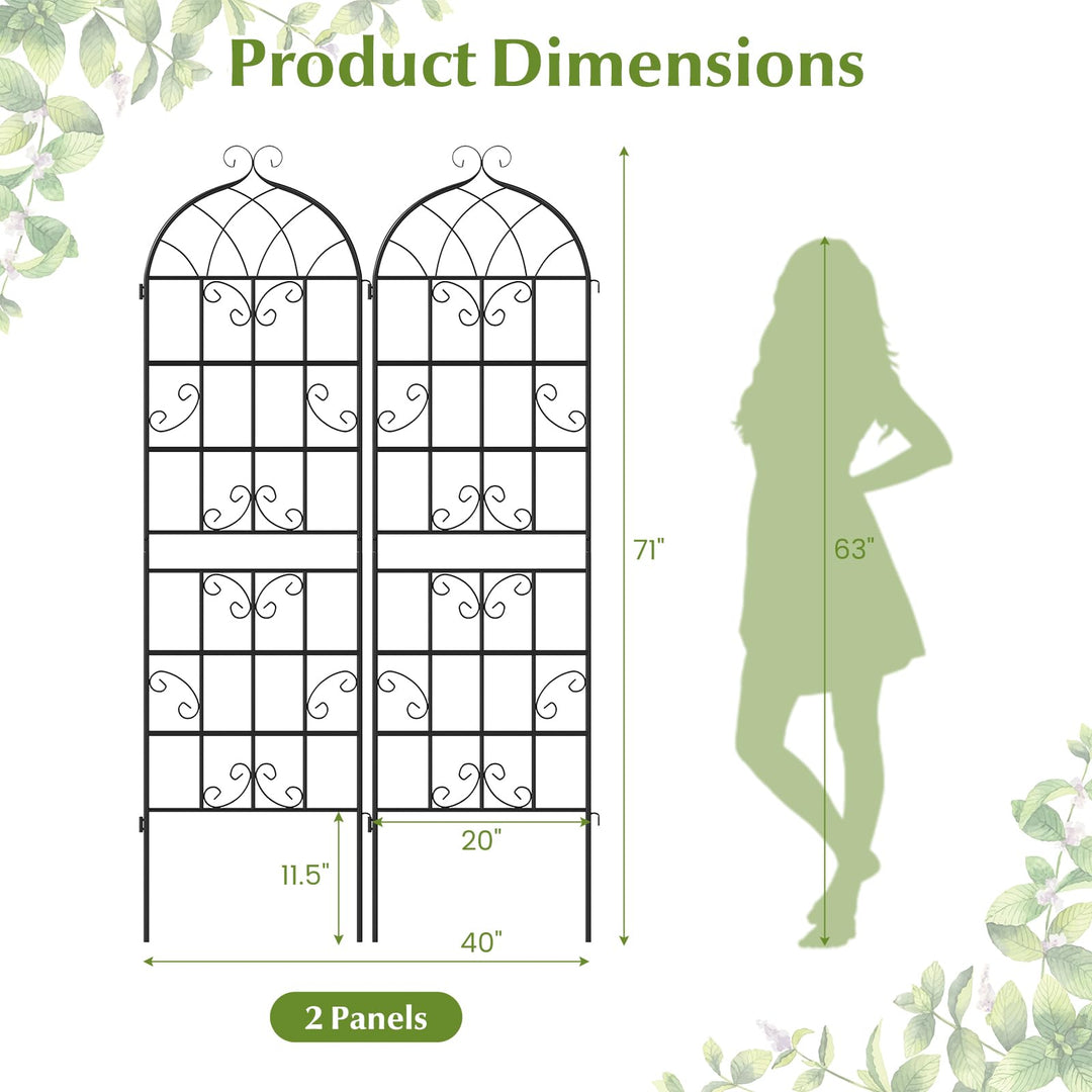 Giantex 2/4 Packs 71"x20"/86"x20" Metal Garden Trellis for Outdoor Climbing Plants