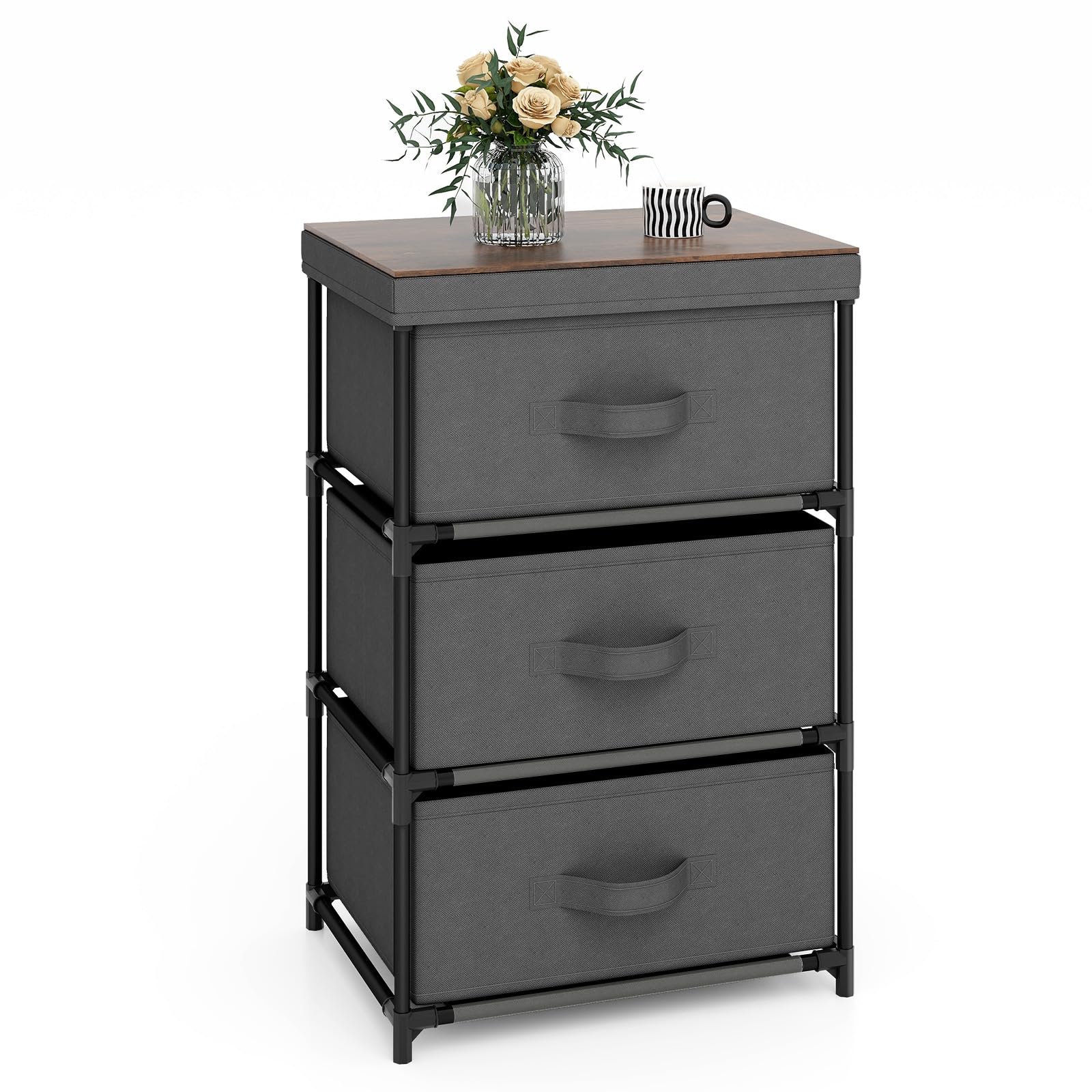 Giantex Nightstand Set of 2 with 2 Fabric Drawers