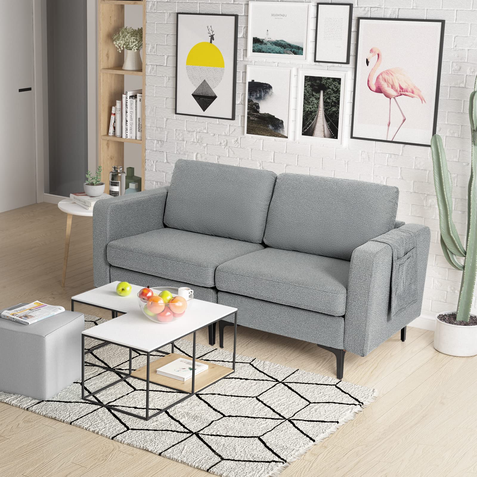 Giantex 2-Seat Sofa Couch, 66" L Modern Loveseat