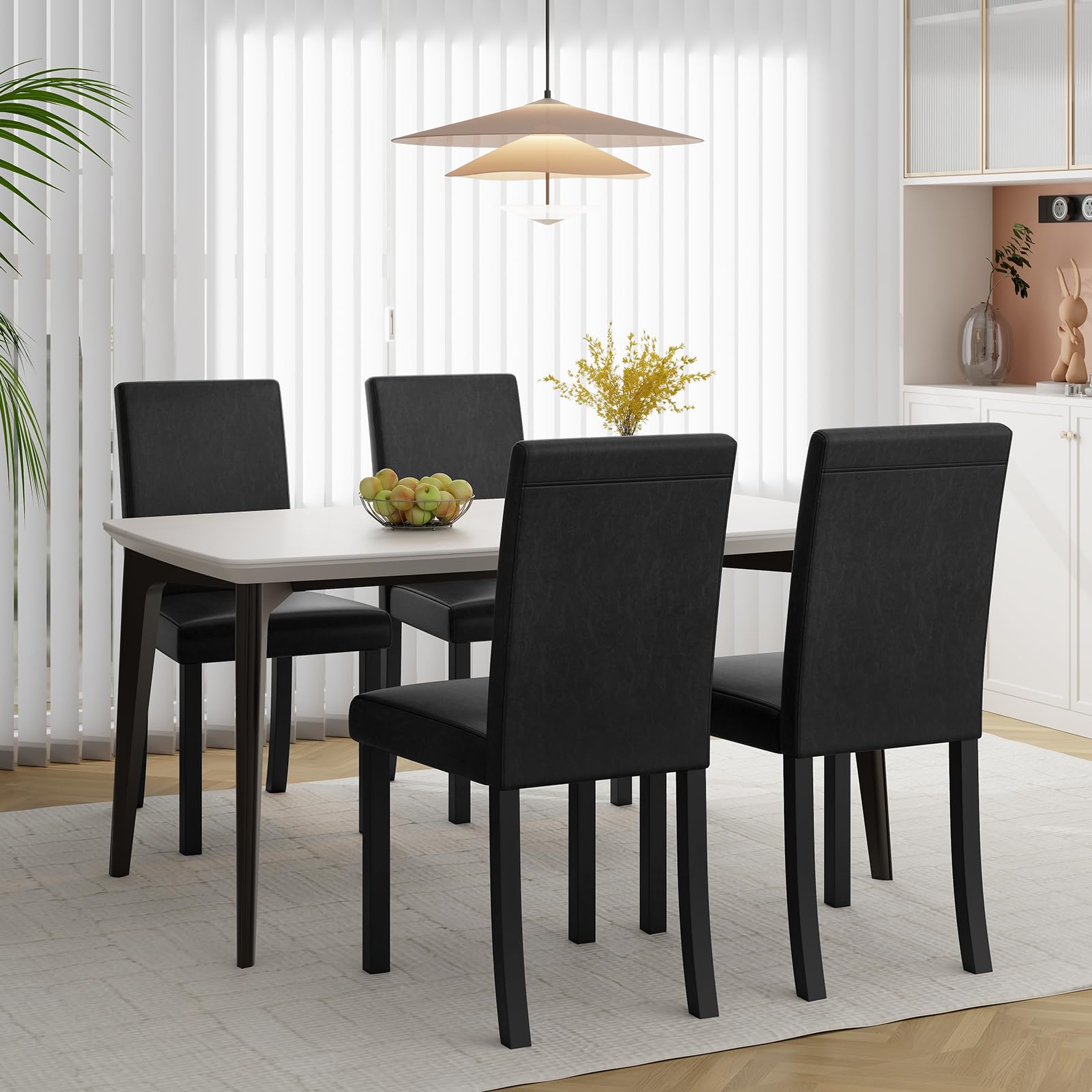 Giantex Dining Chairs Set of 4, Upholstered Kitchen Dinette Chairs w/Wood Frame