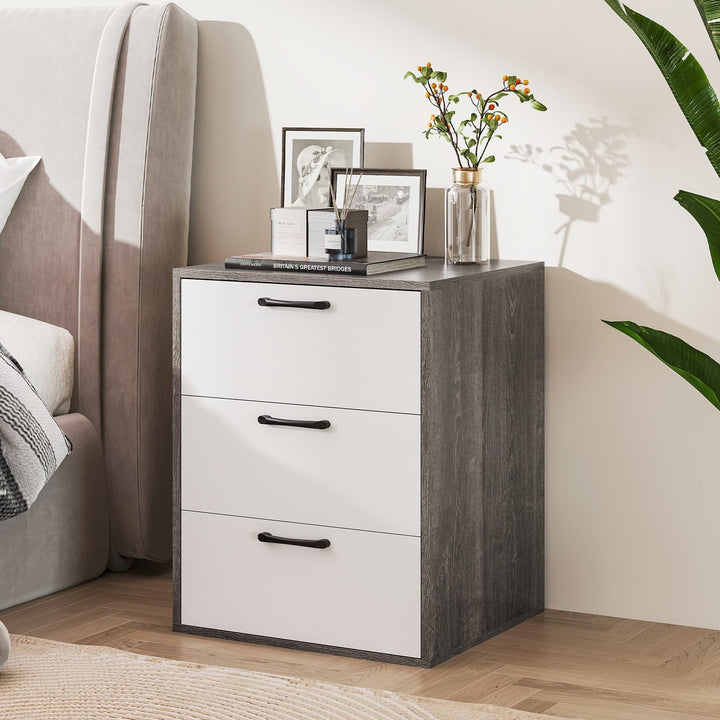 Giantex Nightstand with 3 Drawers for Bedroom Hallway