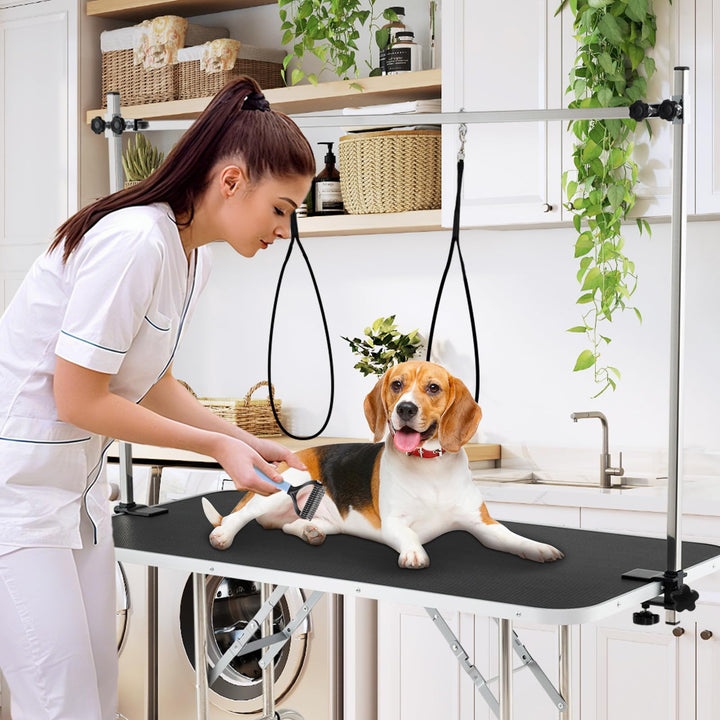 Giantex 47'' Dog Grooming Table with Adjustable Arm & 2 Nooses