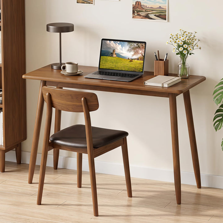 GIANTEX Wooden Computer Desk with Rubber Wood Legs