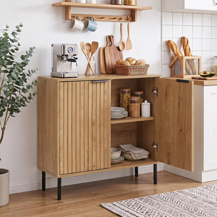 GIANTEX Fluted Buffet Cabinet | 2-Door Sideboard w/Storage