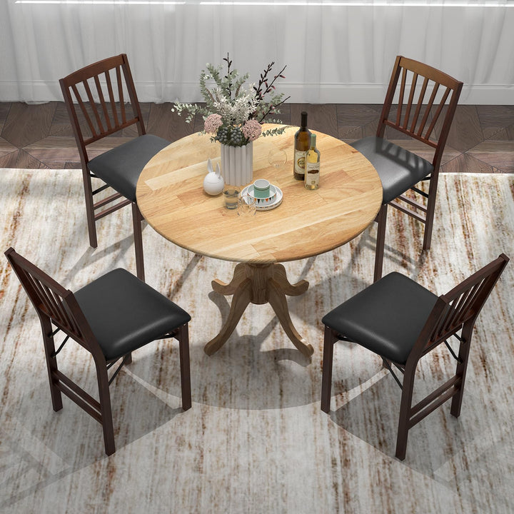 Giantex Wooden Dining Table, Dining Table with 40" D Round Tabletop & Curved Trestle Legs