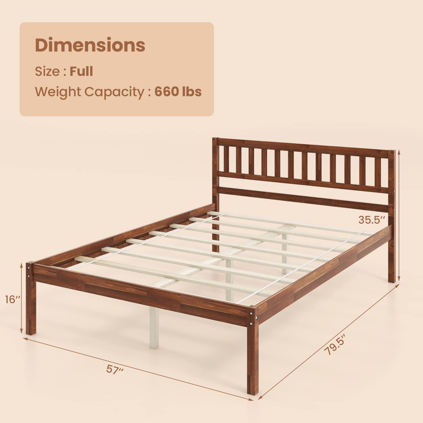 Giantex Wood Bed Frame with Headboard