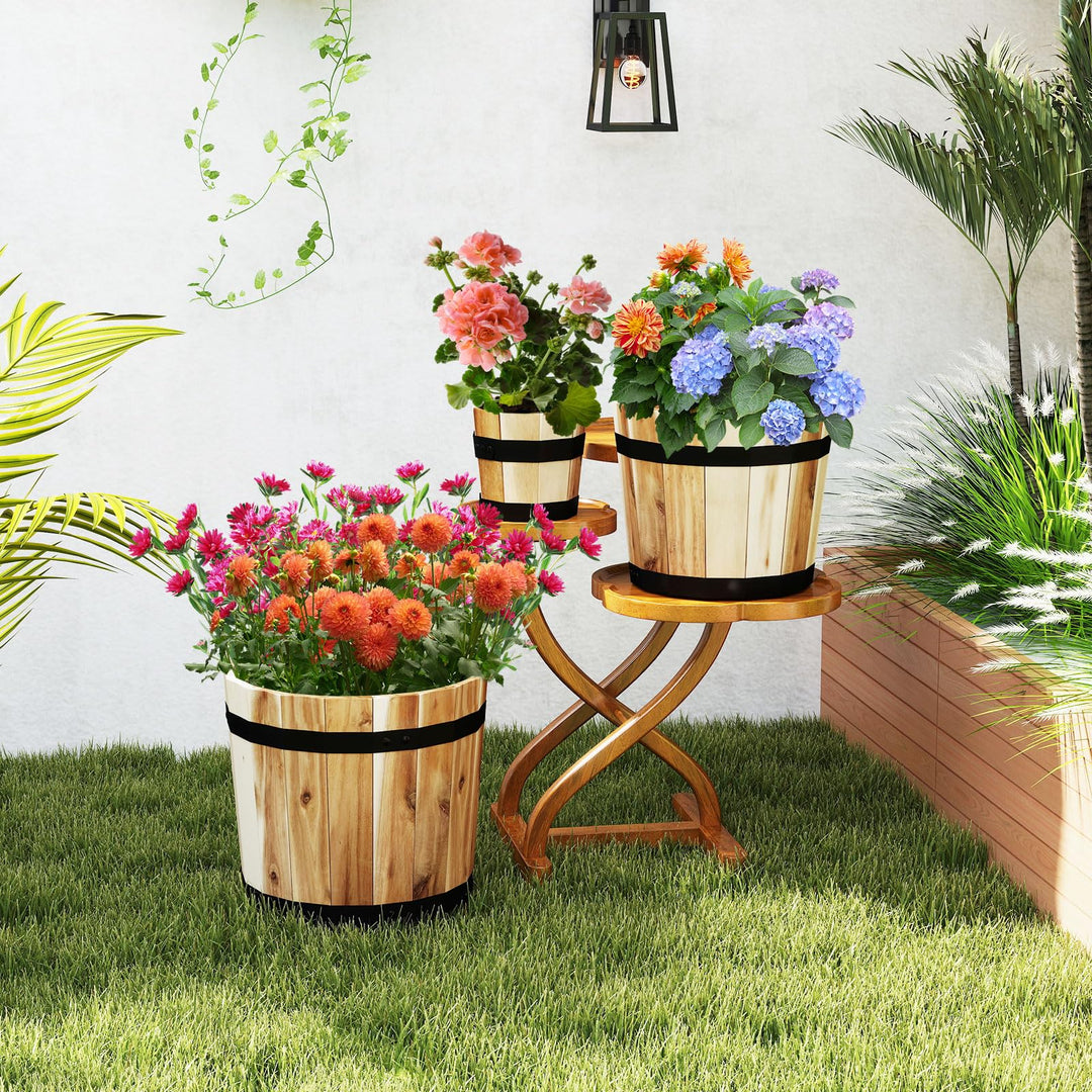 Giantex Outdoor Acacia Wood Raised Garden Bed for Flower Vegetable Fruit