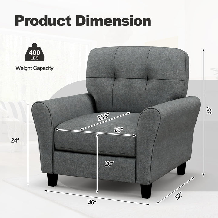 Giantex Modern Mid-Century Accent Chair - Linen Living Room Chair with Tufted Back, Grey