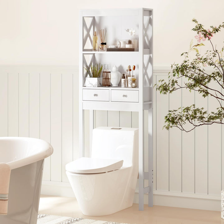 Giantex Over The Toilet Storage Cabinet, 65" Tall Freestanding Bathroom Organizer with Open Shelves