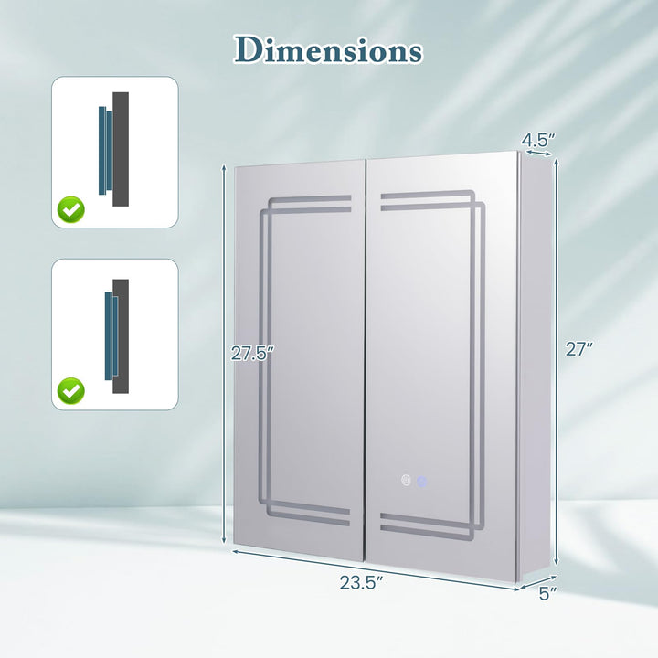 Giantex Bathroom Medicine Cabinet with 3 Light Colors
