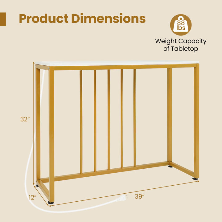 Giantex 39" Narrow Entryway Table with Charging Station &amp; Heavy-Duty Metal Frame