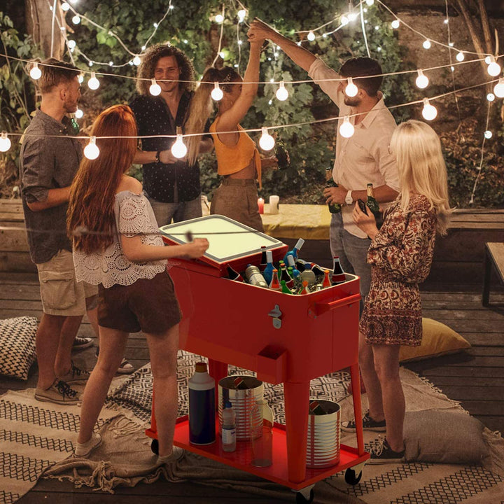 Giantex 80 Quart Patio Cooler Rolling Cooler Ice Chest with Shelf