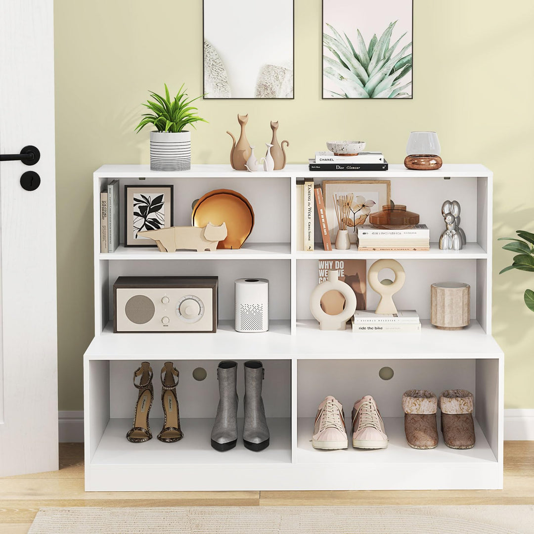 Giantex Storage Bench with Shelf 3-Tier Entryway Storage Cabinet w/Seat