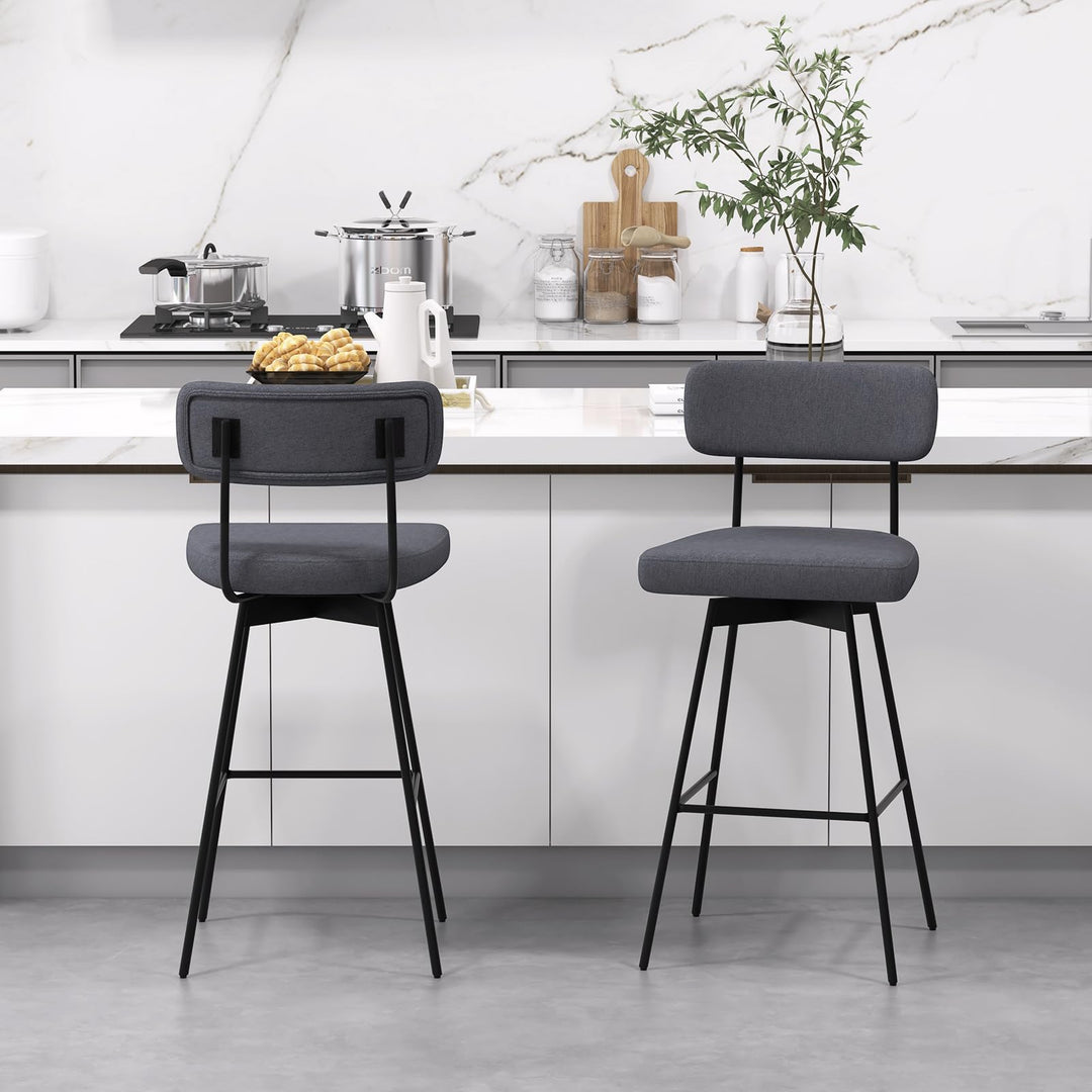 Giantex Swivel Bar Stools,  Upholstered Bar Height Bar Chairs w/Padded Seat & Backrest