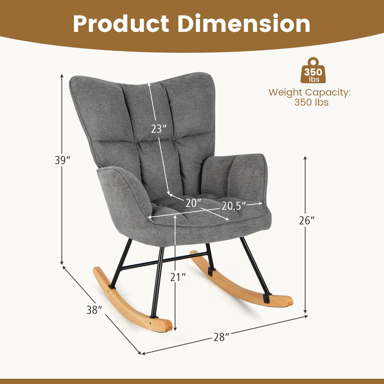 Giantex Rocking Chair Nursery, Modern Rocking Accent Chair w/High Backrest