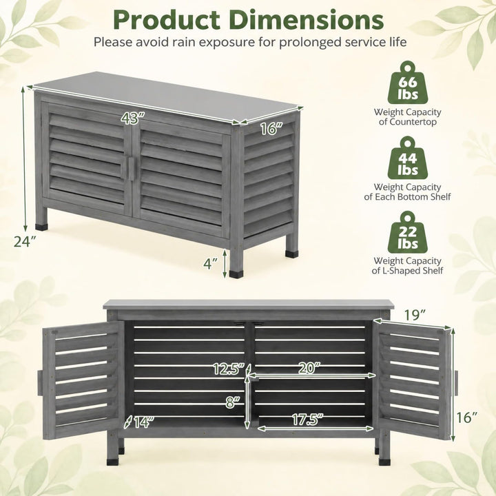 Giantex 2-Door Fir Wood Outdoor Cabinet with Stainless Steel Countertop