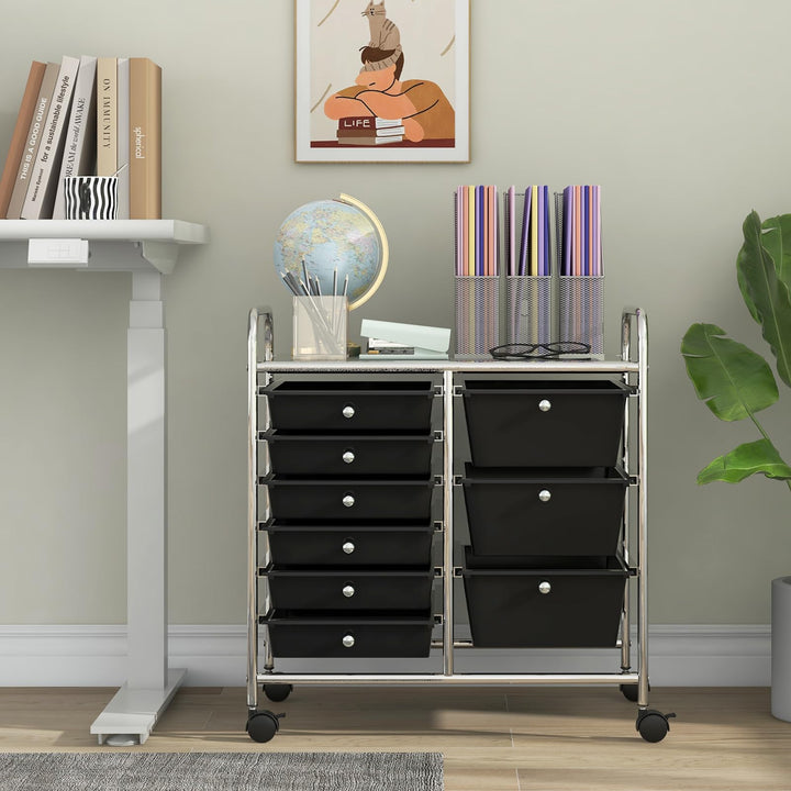 Giantex 9 Drawers Rolling Cart, Classroom Organizers, Storage Cart with Wheels