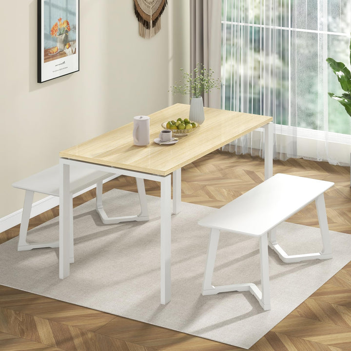 Giantex Set of 1/2 Entryway Bench, 42” Long Dining Bench with Rubber Wood Triangular Legs