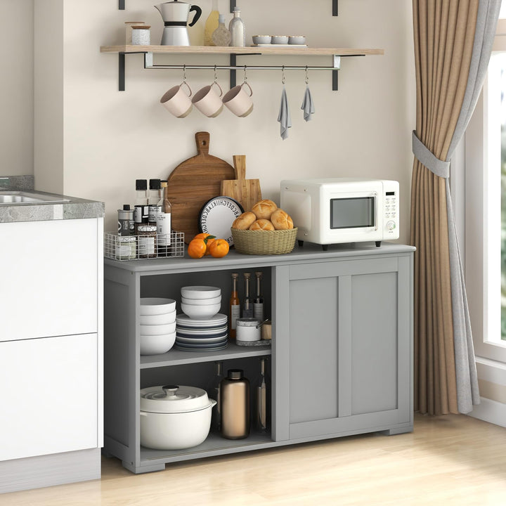 Giantex Buffet Cabinet with Storage, Coffee Bar Wine Cabinet, Farmhouse Sideboard w/Sliding Door