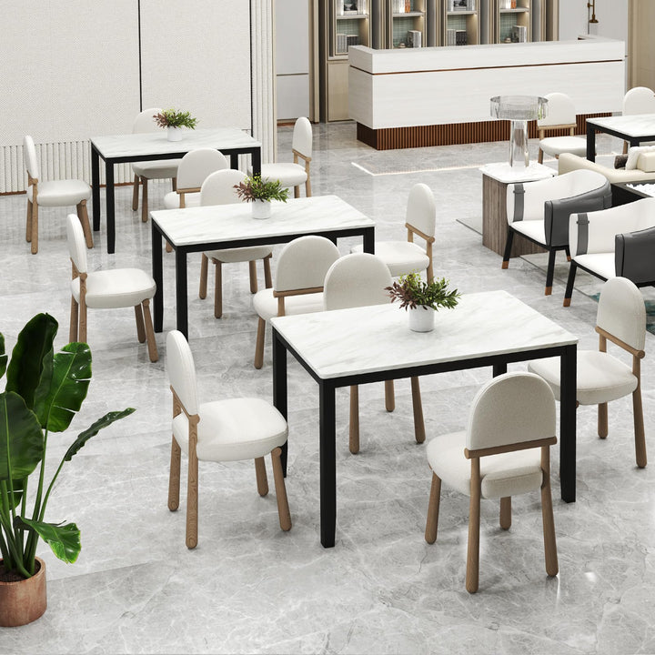 Giantex Dining Table for 4 People, 45" Rectangular Mid Century Kitchen Table with Faux Marble Tabletop